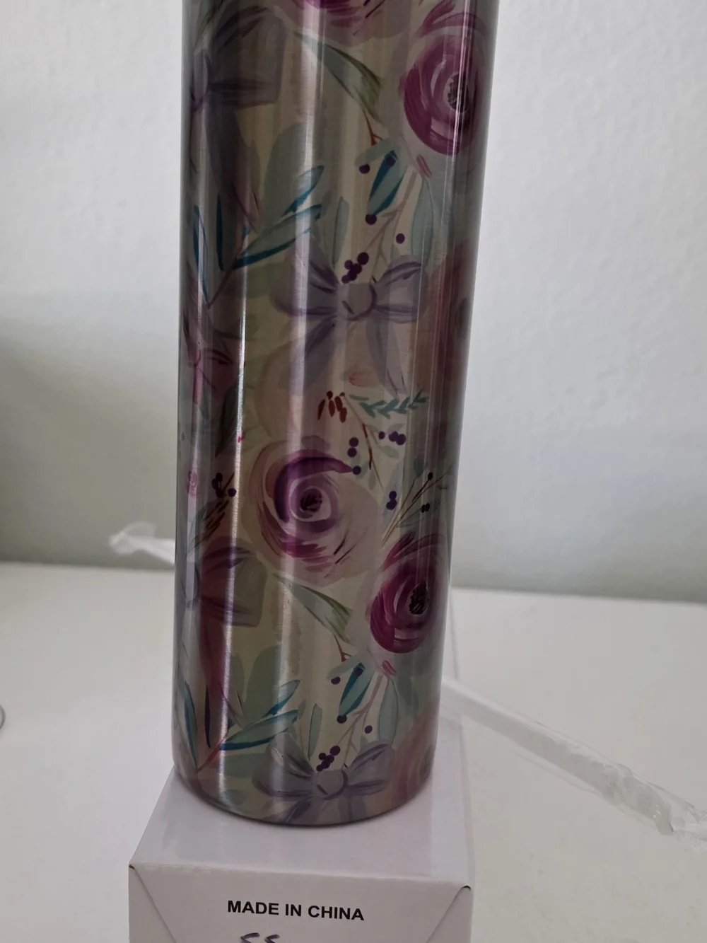 Stainless Steel Floral Tumbler - Purple & Pink Design